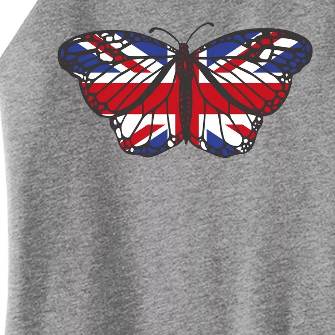 United Kingdom Flag Butterfly Women’s Perfect Tri Rocker Tank