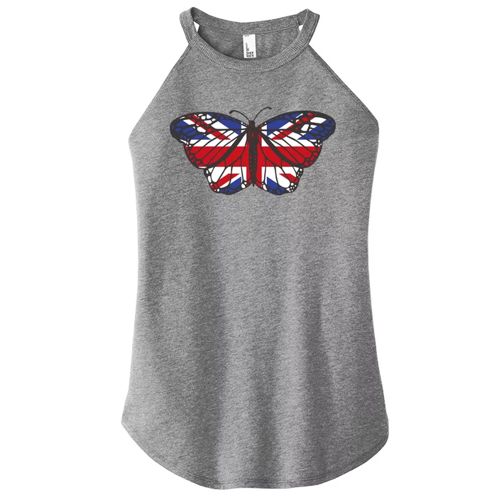 United Kingdom Flag Butterfly Women’s Perfect Tri Rocker Tank