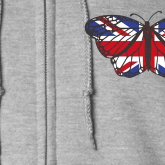 United Kingdom Flag Butterfly Full Zip Hoodie