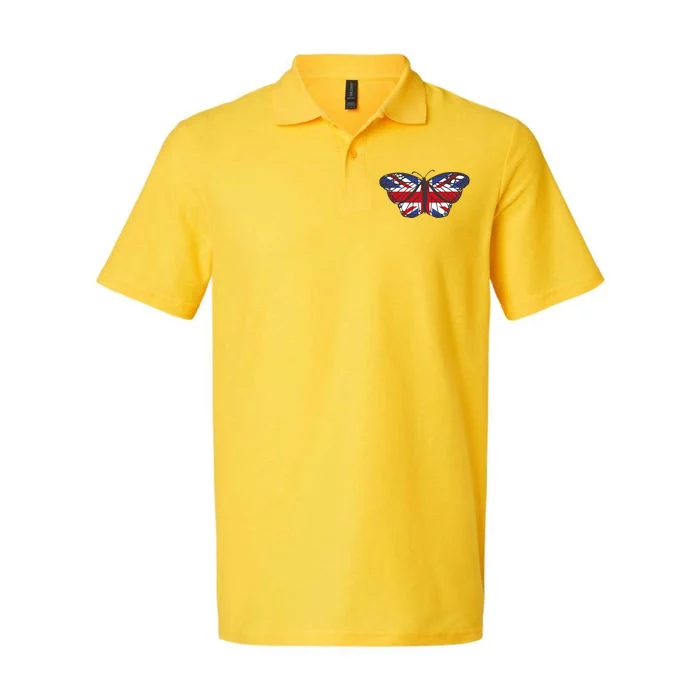 United Kingdom Flag Butterfly Softstyle Adult Sport Polo