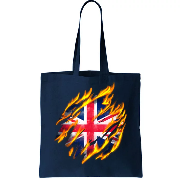 United Kingdom Flame Flag Tote Bag