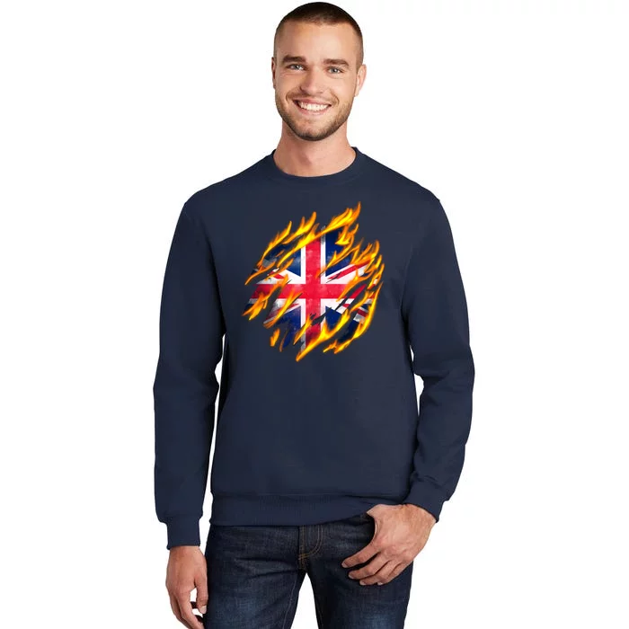 United Kingdom Flame Flag Tall Sweatshirt