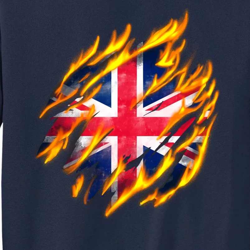 United Kingdom Flame Flag Tall Sweatshirt