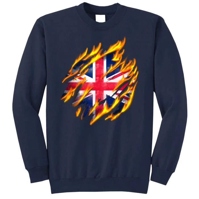 United Kingdom Flame Flag Tall Sweatshirt