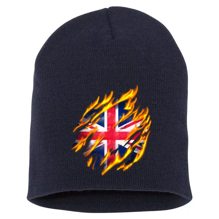 United Kingdom Flame Flag Short Acrylic Beanie