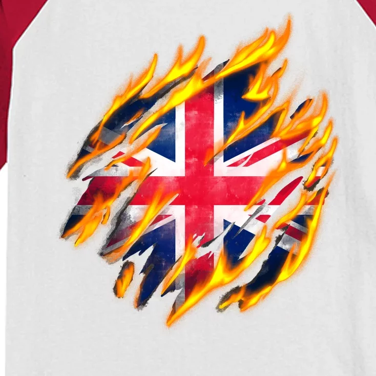 United Kingdom Flame Flag Kids Colorblock Raglan Jersey