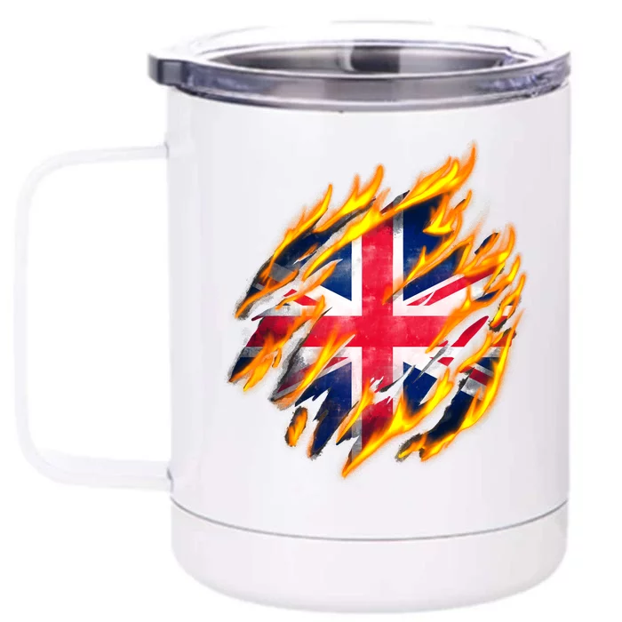 United Kingdom Flame Flag Front & Back 12oz Stainless Steel Tumbler Cup