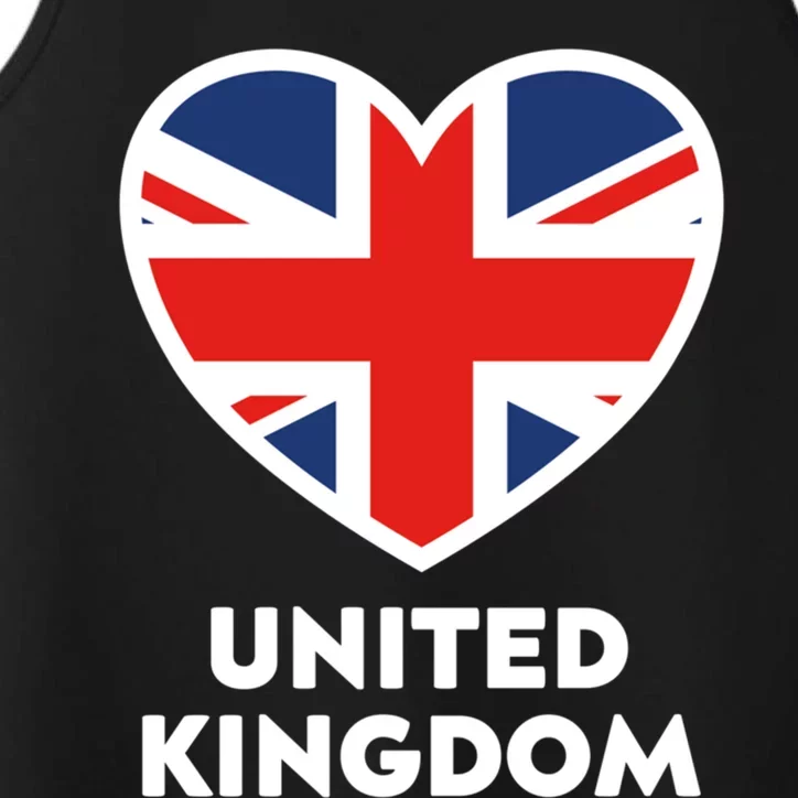 United Kingdom Flag Heart Shaped England Union Jack Gift Performance Tank