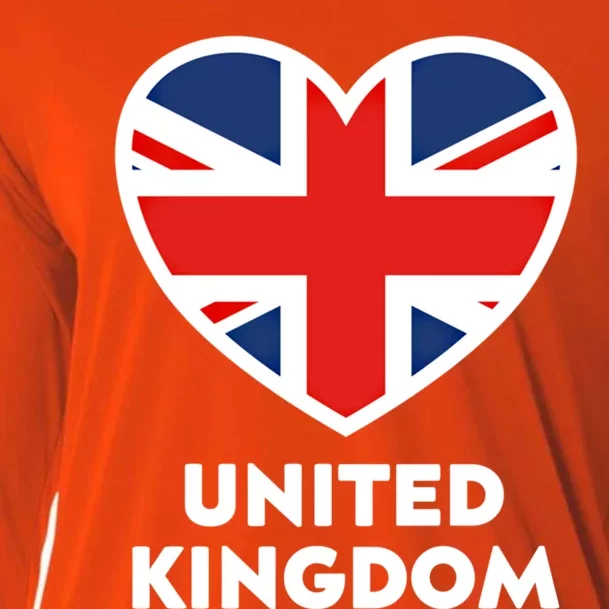 United Kingdom Flag Heart Shaped England Union Jack Gift Cooling Performance Long Sleeve Crew