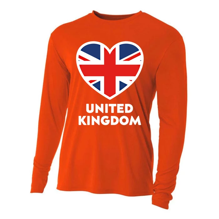 United Kingdom Flag Heart Shaped England Union Jack Gift Cooling Performance Long Sleeve Crew