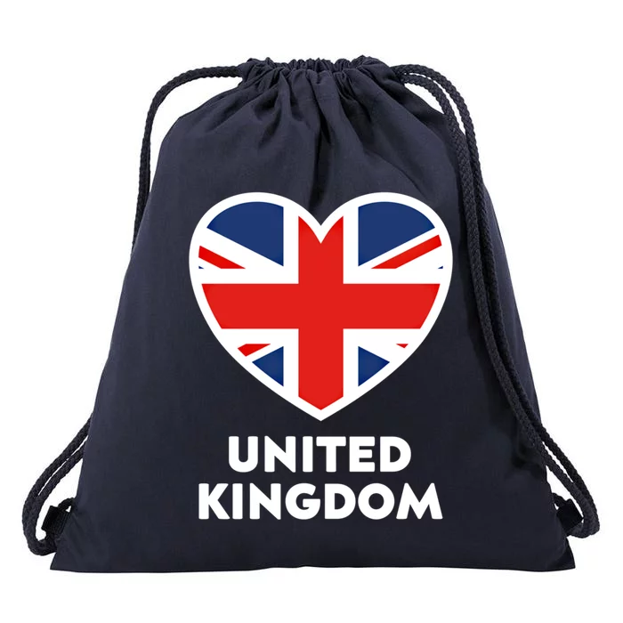 United Kingdom Flag Heart Shaped England Union Jack Gift Drawstring Bag