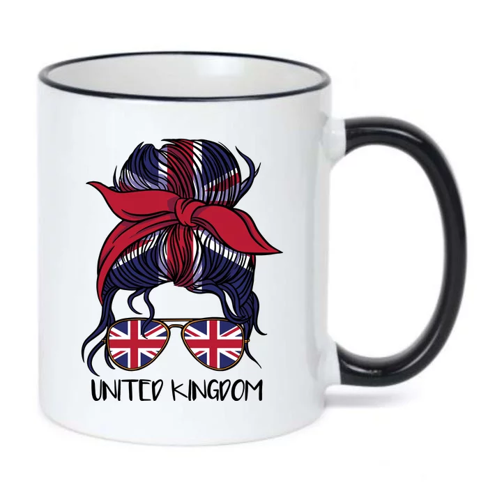 United Kingdom Flag Messy Girl Bun Black Color Changing Mug