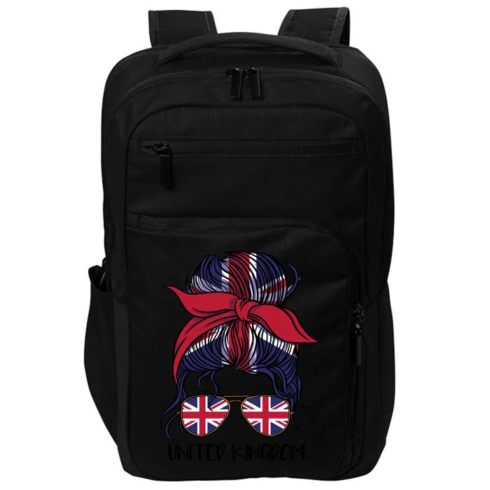 United Kingdom Flag Messy Girl Bun Impact Tech Backpack