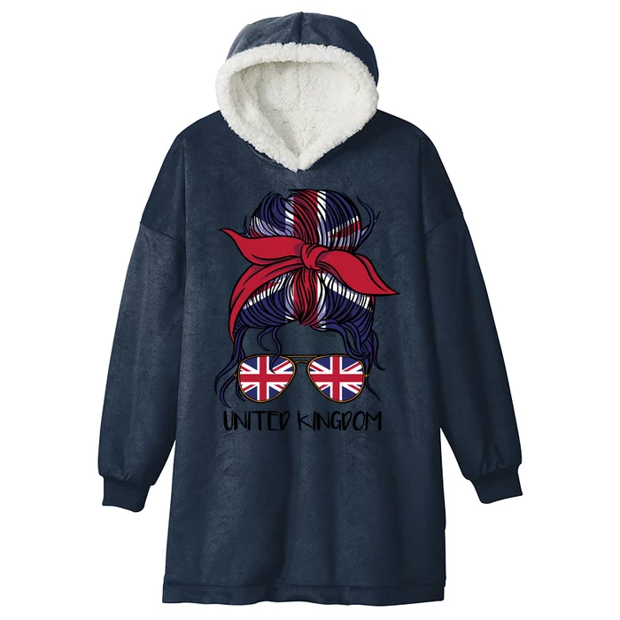 United Kingdom Flag Messy Girl Bun Hooded Wearable Blanket