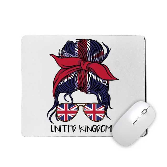 United Kingdom Flag Messy Girl Bun Mousepad