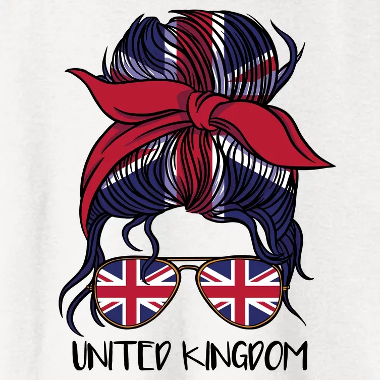 United Kingdom Flag Messy Girl Bun Women's Crop Top Tee