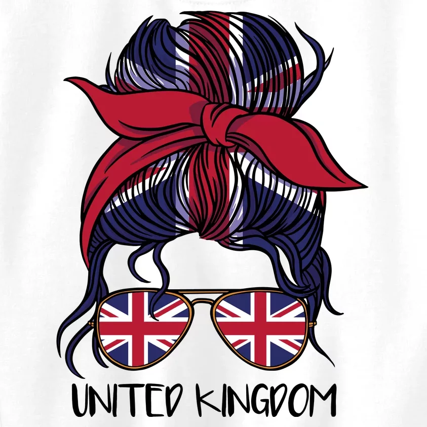 United Kingdom Flag Messy Girl Bun Kids Sweatshirt