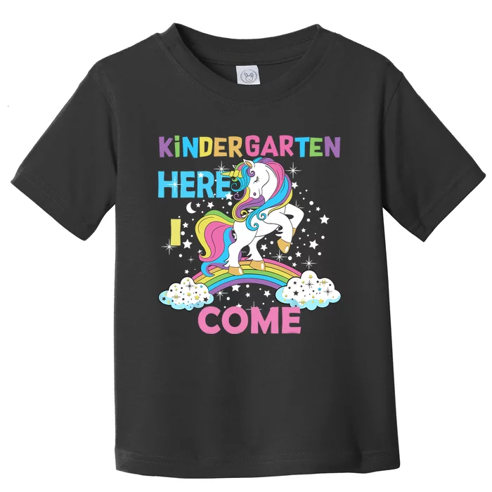 Unicorn Kindergarten Here I Come School Kindergarten Girl Toddler T-Shirt