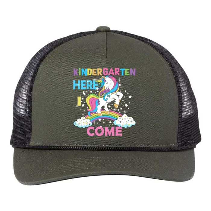 Unicorn Kindergarten Here I Come School Kindergarten Girl Retro Rope Trucker Hat Cap