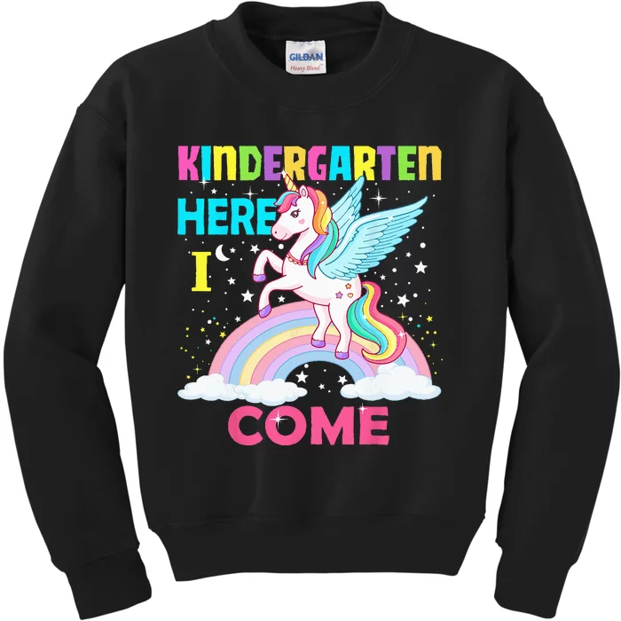 Unicorn Kindergarten Here I Come Back To School Kids Sweatshirt