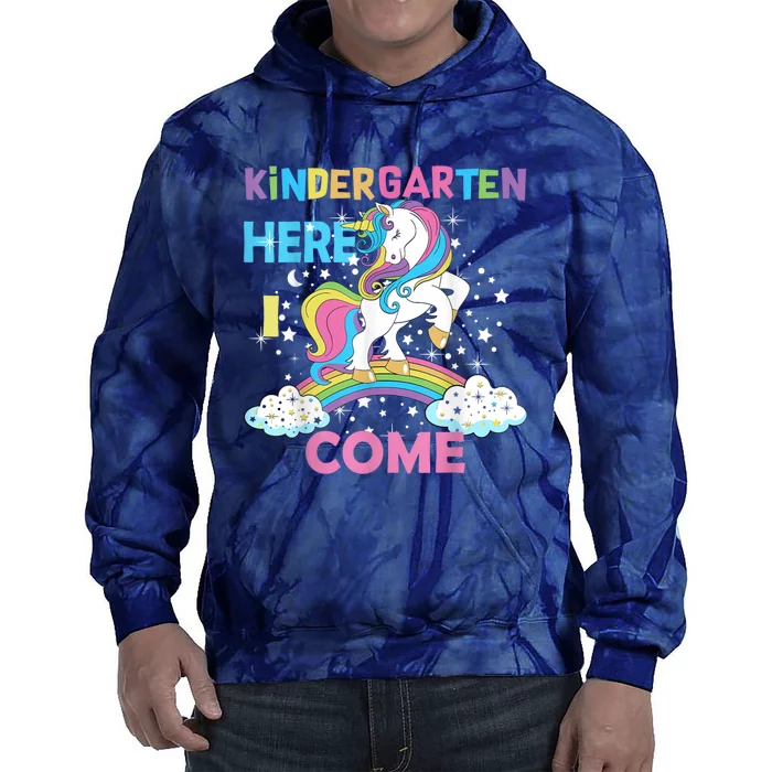 Unicorn Kindergarten Here I Come School Kindergarten Girl Tie Dye Hoodie