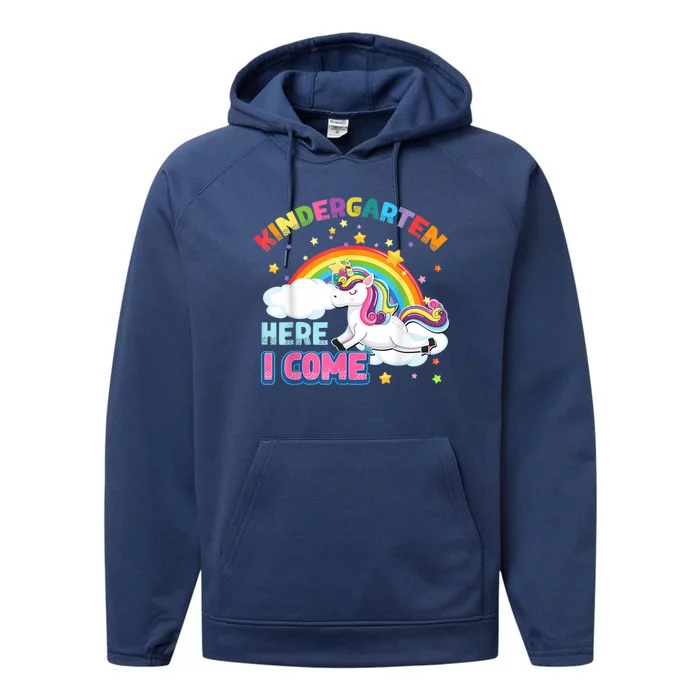 Unicorn Kindergarten Here I Come School Kindergarten Girl Performance Fleece Hoodie