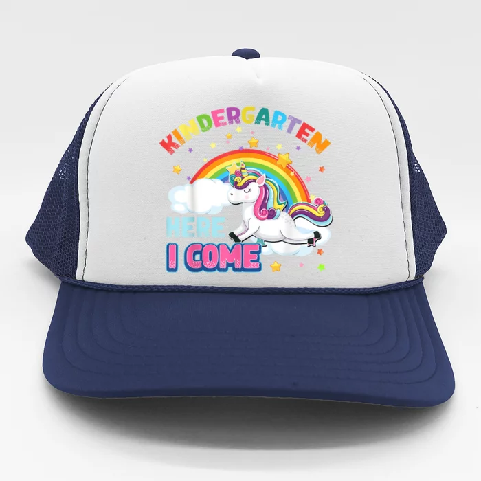 Unicorn Kindergarten Here I Come School Kindergarten Girl Trucker Hat