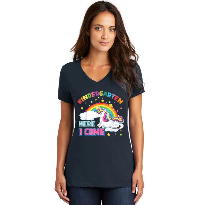 Unicorn Kindergarten Here I Come School Kindergarten Girl Women's V-Neck T-Shirt