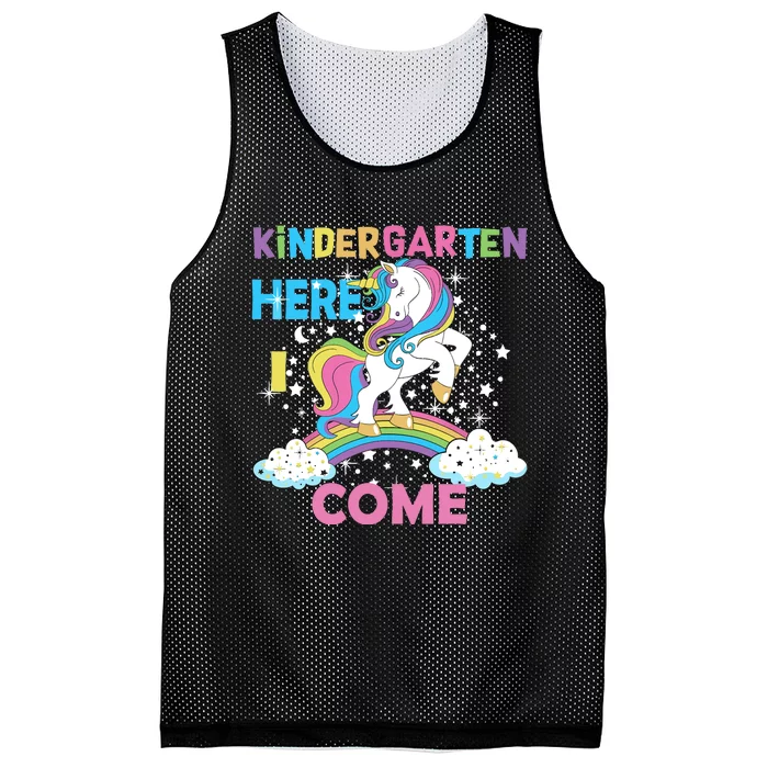 Unicorn Kindergarten Here I come School Kindergarten Girl Mesh Reversible Basketball Jersey Tank