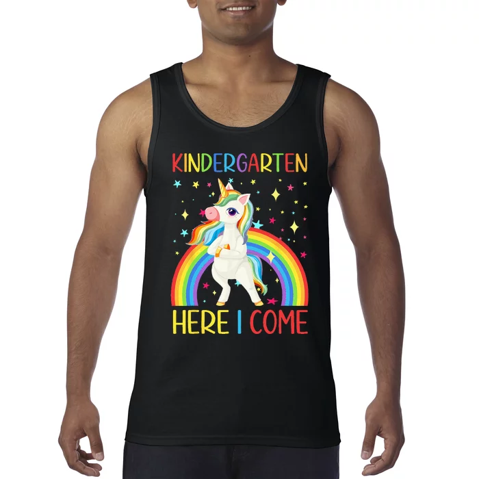 Unicorn Kindergarten Here I Come School Girl Back To School Tank Top