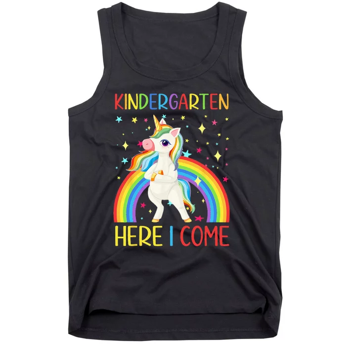 Unicorn Kindergarten Here I Come School Girl Back To School Tank Top