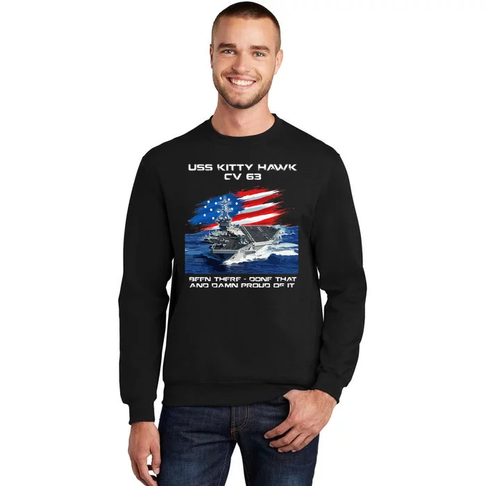 USS Kitty Hawk CV 63 Aircraft Carrier Veteran USA Flag Xmas Sweatshirt