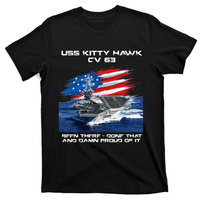 USS Kitty Hawk CV 63 Aircraft Carrier Veteran USA Flag Xmas T-Shirt