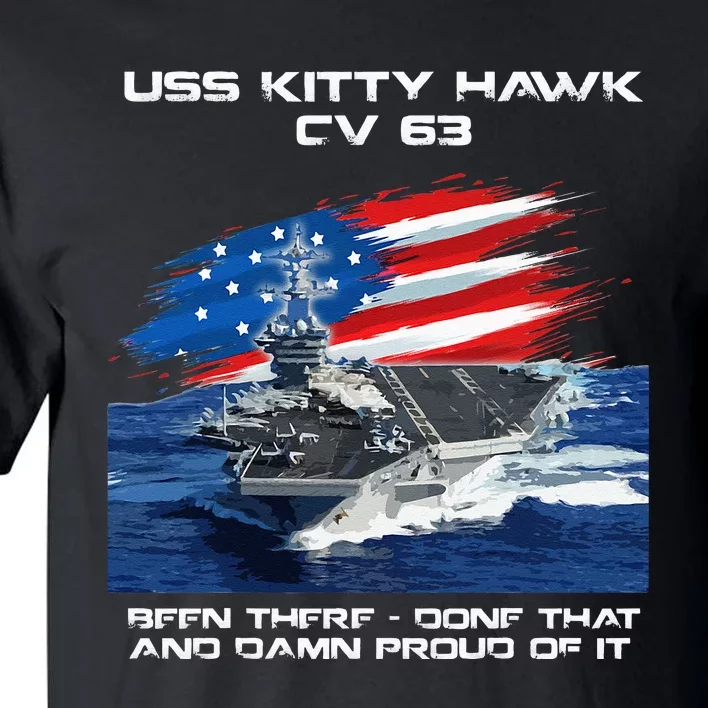 USS Kitty Hawk CV 63 Aircraft Carrier Veteran USA Flag Xmas Tall T-Shirt