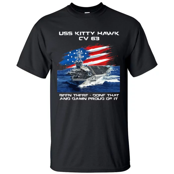 USS Kitty Hawk CV 63 Aircraft Carrier Veteran USA Flag Xmas Tall T-Shirt