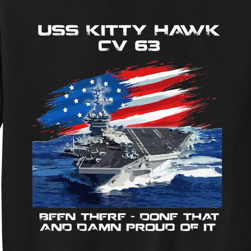 USS Kitty Hawk CV 63 Aircraft Carrier Veteran USA Flag Xmas Tall Sweatshirt