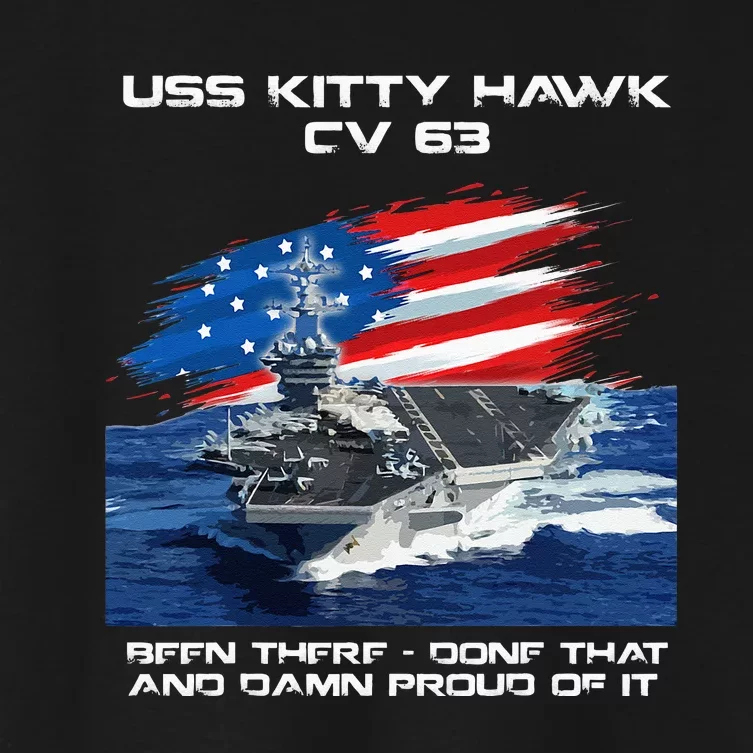 USS Kitty Hawk CV 63 Aircraft Carrier Veteran USA Flag Xmas Women's Crop Top Tee