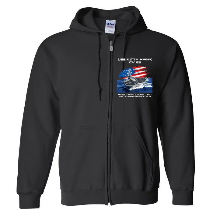 USS Kitty Hawk CV 63 Aircraft Carrier Veteran USA Flag Xmas Full Zip Hoodie