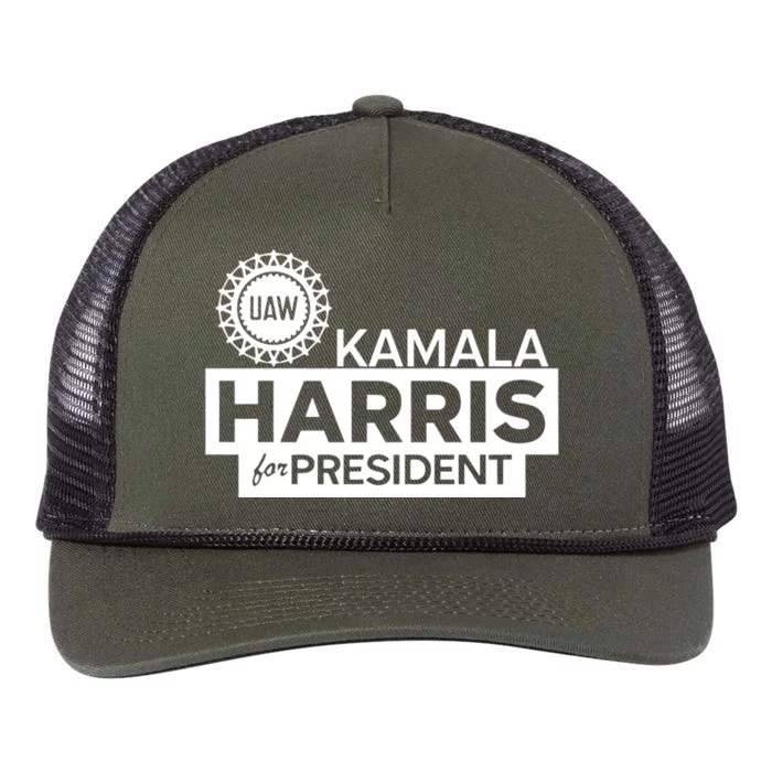 Uaw Kamala Harris For President 2024 Retro Rope Trucker Hat Cap