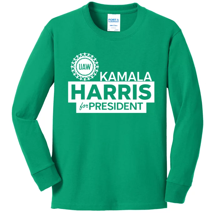 Uaw Kamala Harris For President 2024 Kids Long Sleeve Shirt