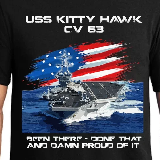 USS Kitty Hawk CV 63 Aircraft Carrier Veteran USA Flag Xmas Pajama Set