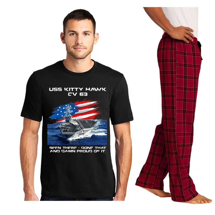 USS Kitty Hawk CV 63 Aircraft Carrier Veteran USA Flag Xmas Pajama Set