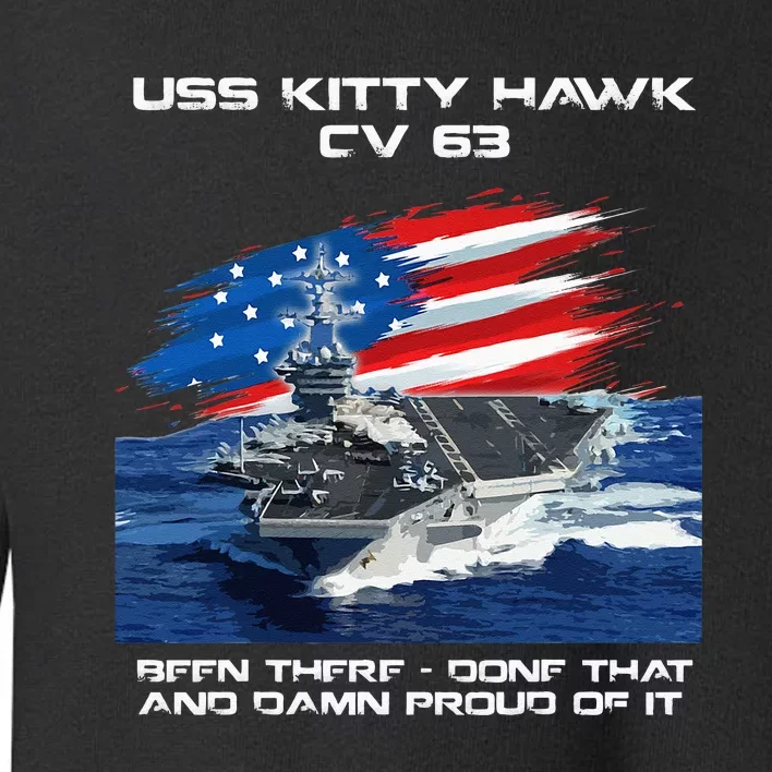 USS Kitty Hawk CV 63 Aircraft Carrier Veteran USA Flag Xmas Toddler Sweatshirt