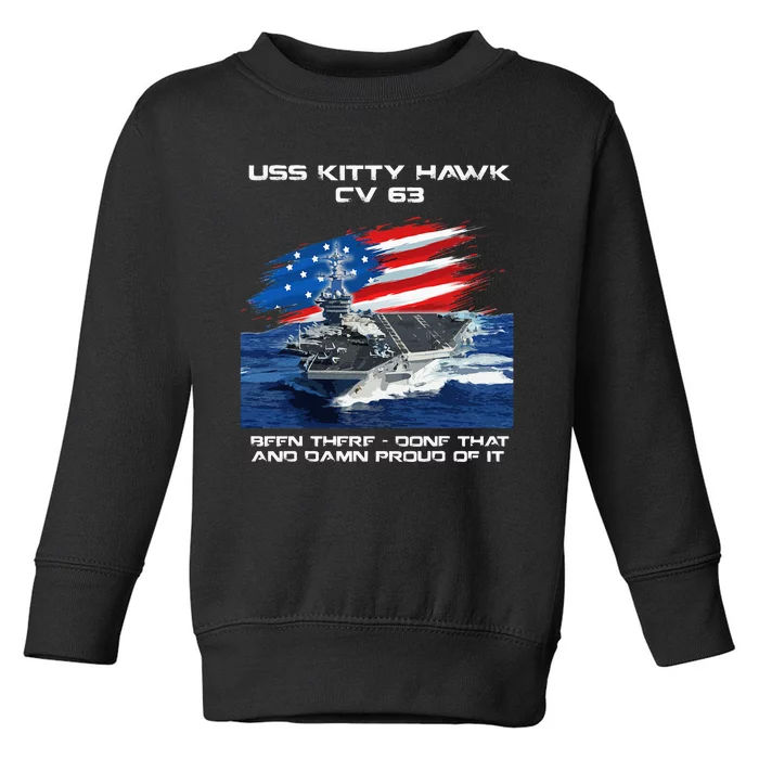 USS Kitty Hawk CV 63 Aircraft Carrier Veteran USA Flag Xmas Toddler Sweatshirt