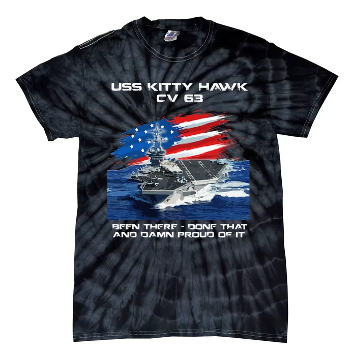 USS Kitty Hawk CV 63 Aircraft Carrier Veteran USA Flag Xmas Tie-Dye T-Shirt