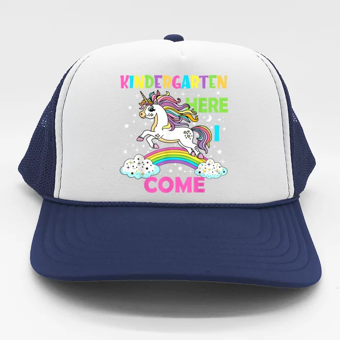 Unicorn Kindergarten Here I Come School Kindergarten Girl Trucker Hat