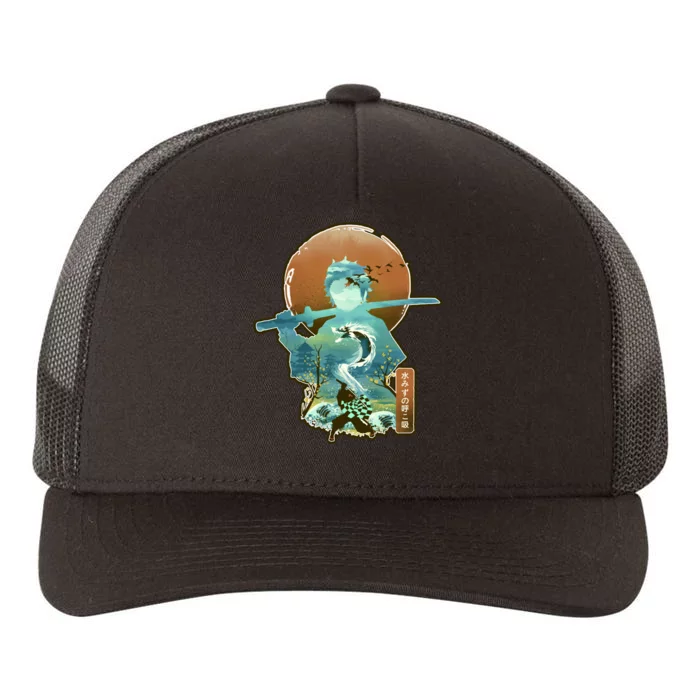 Ukiyo Breath Of Water Samurai Yupoong Adult 5-Panel Trucker Hat