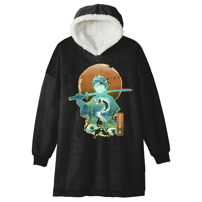 Ukiyo Breath Of Water Samurai Hooded Wearable Blanket