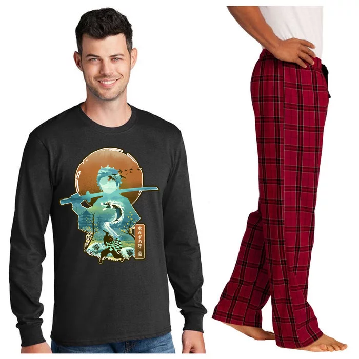 Ukiyo Breath Of Water Samurai Long Sleeve Pajama Set