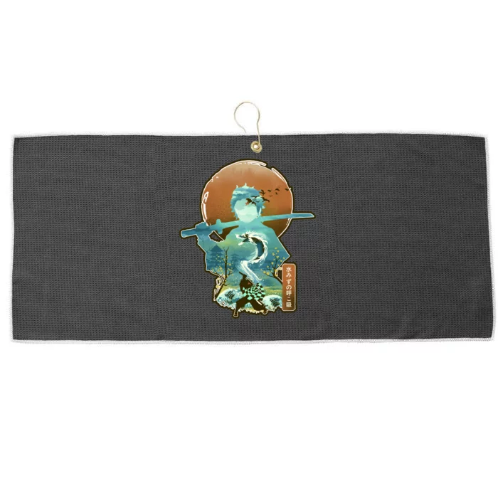 Ukiyo Breath Of Water Samurai Large Microfiber Waffle Golf Towel